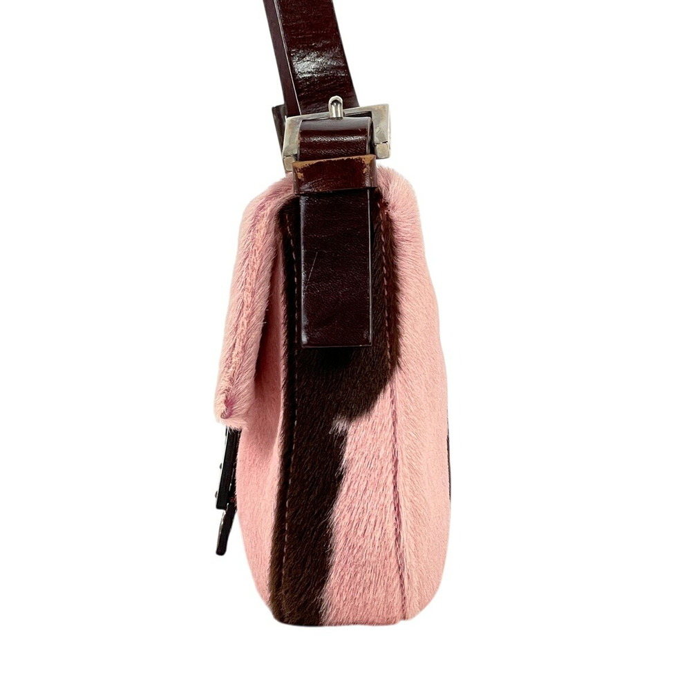 Fendi Zucca Logo Mamma Baguette Shoulder Bag Calfskin Pink Brown - Picture 2 of 7